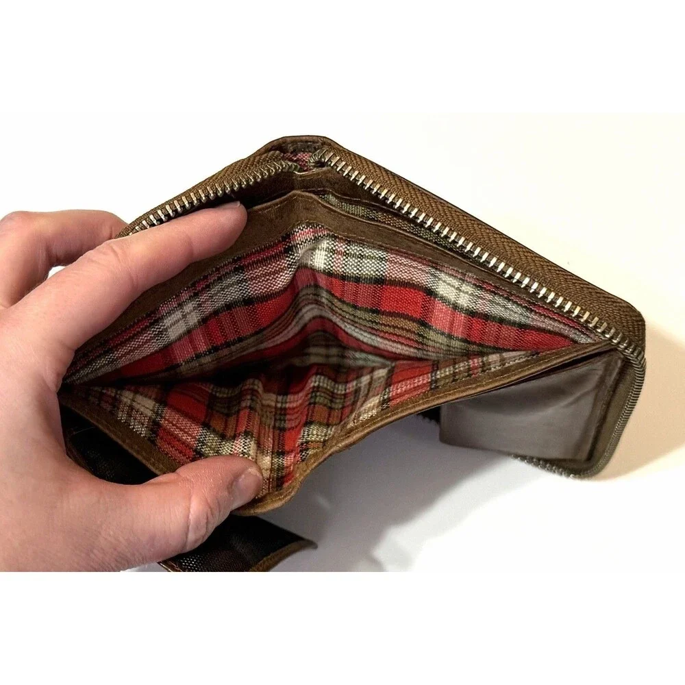 European Brown Leather Zip Wallet Coin Pocket Menzo Austria Heritage